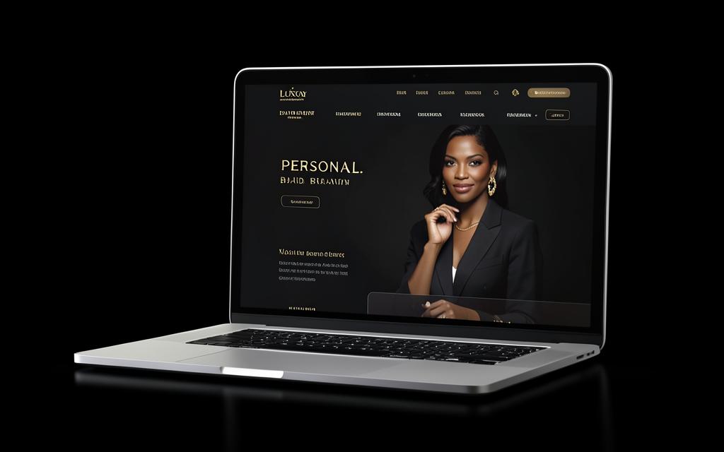 Portátil mostrando una web de marca personal de lujo